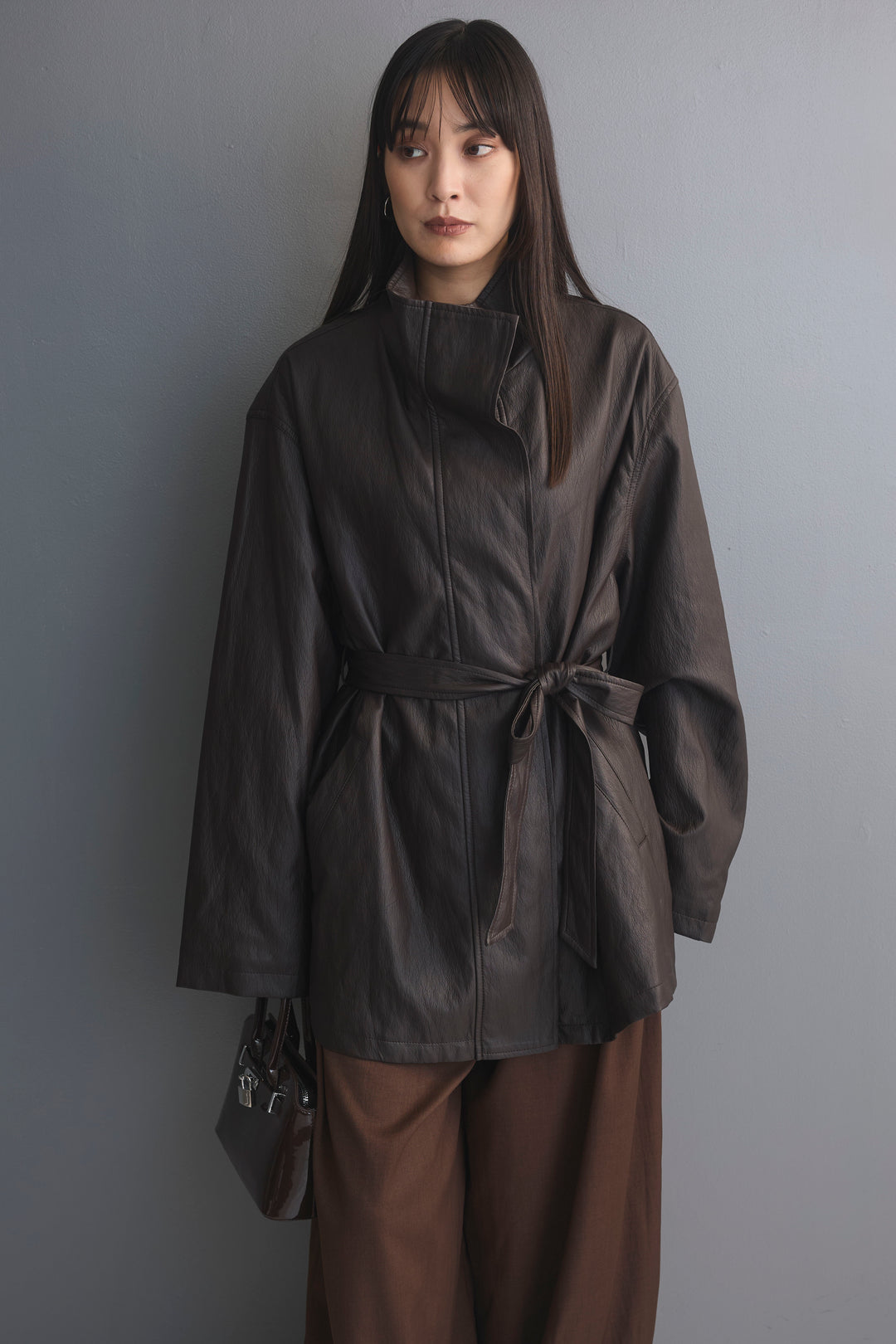 [予約]ソフトタッチシンセティックレザーハーフコート