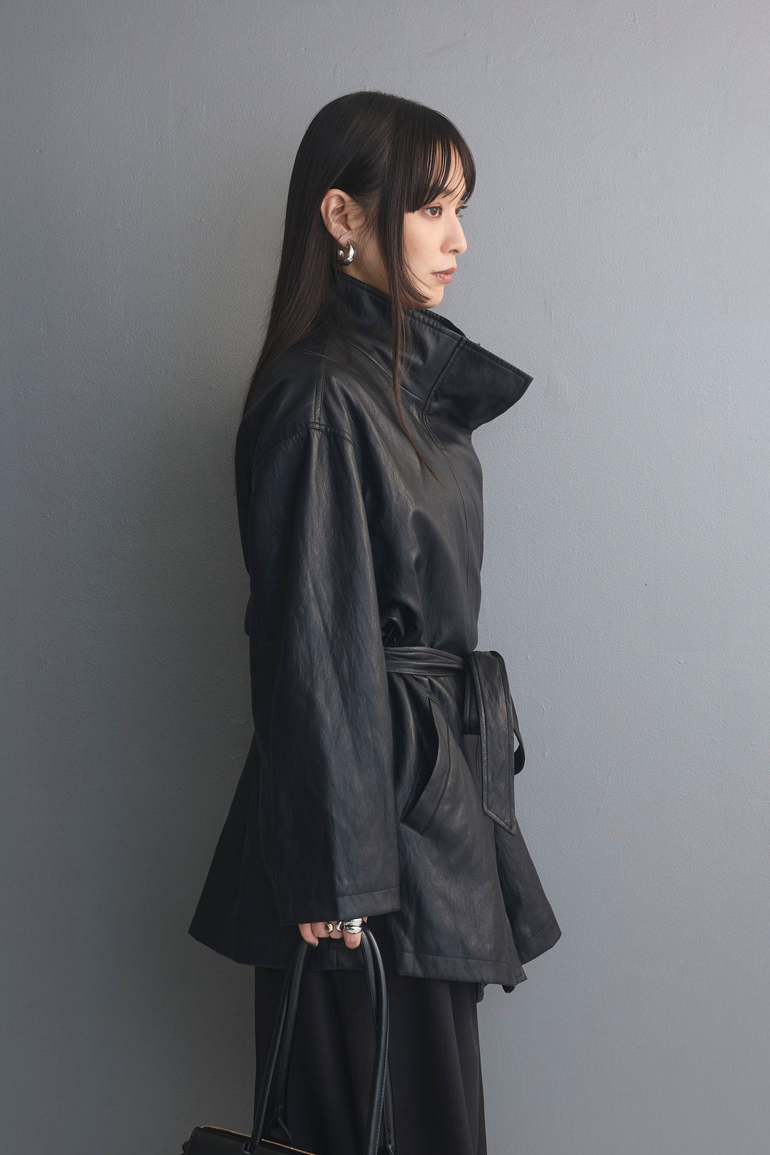 [予約]ソフトタッチシンセティックレザーハーフコート