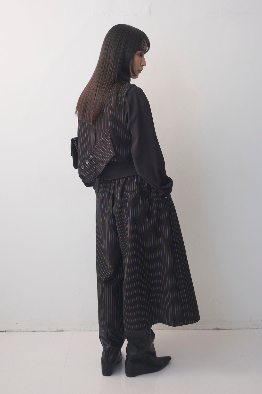 [予約]ピンストライプクロップドワイドパンツ