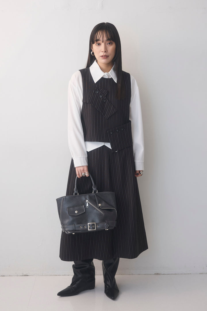 [予約]ピンストライプクロップドワイドパンツ
