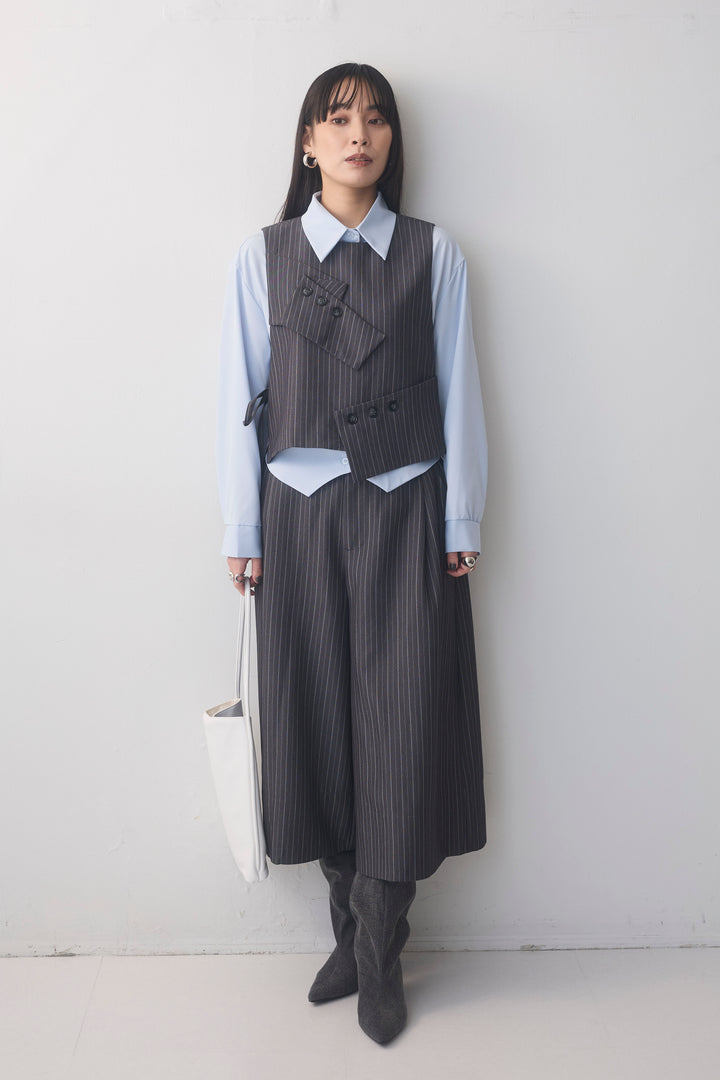 [予約]ピンストライプクロップドワイドパンツ
