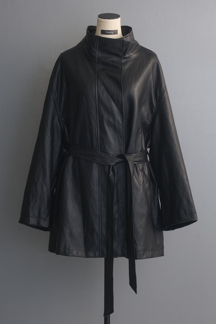 [予約]ソフトタッチシンセティックレザーハーフコート