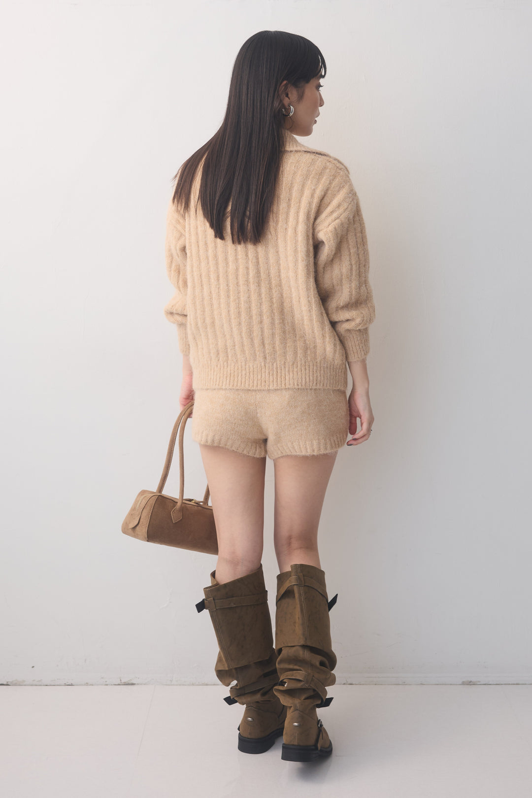 [予約]スキッパーリブニットセットアップ