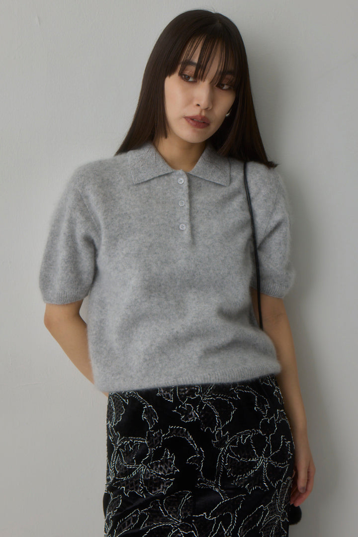 [予約]ウールカシミヤポロニットプルオーバー