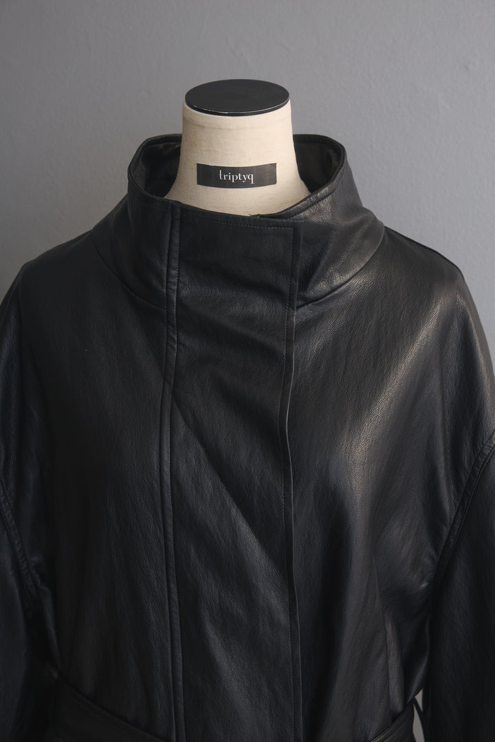 [予約]ソフトタッチシンセティックレザーハーフコート